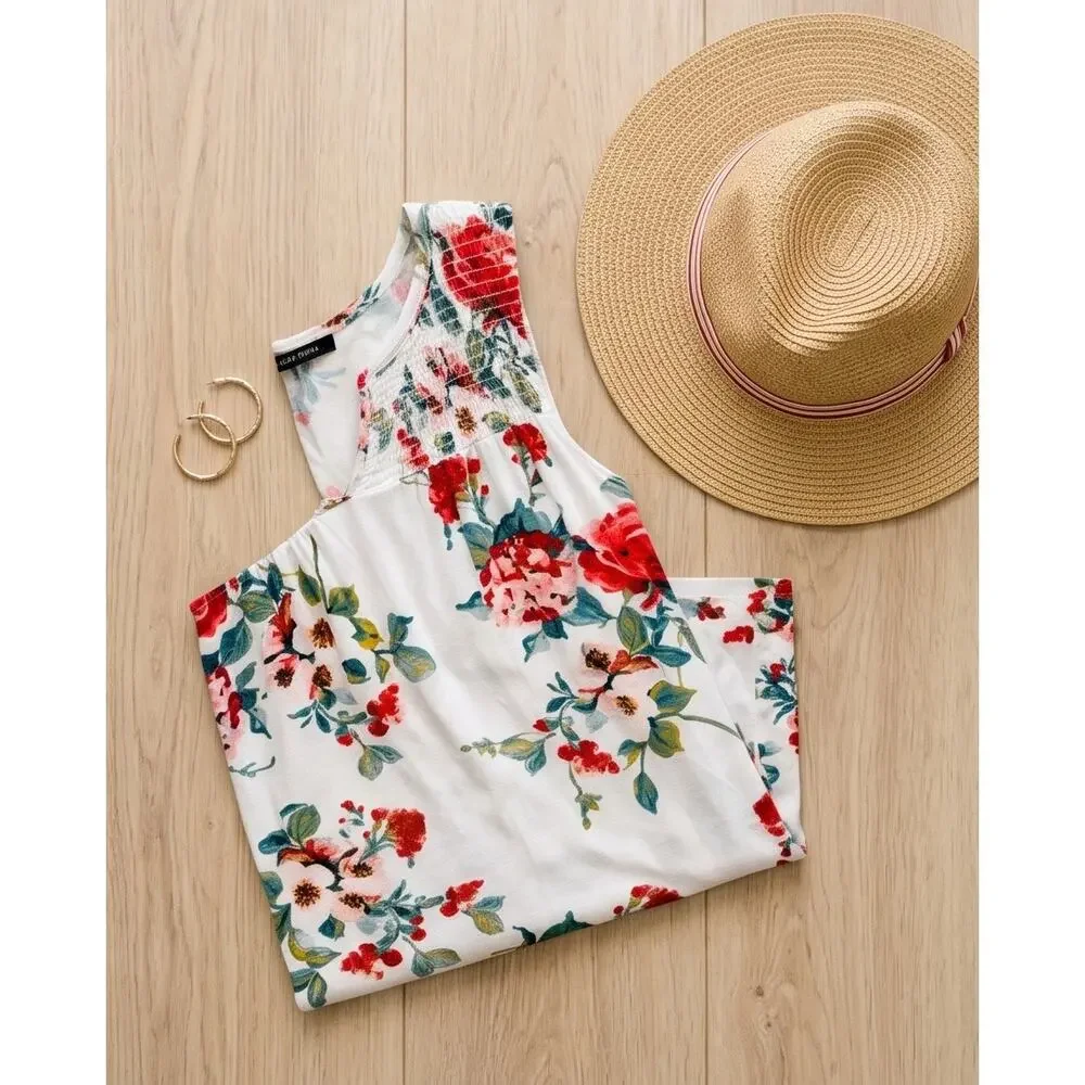 Papermoon Floral Print Sleeveless Smocked Tank Top - Picture 4 of 7
